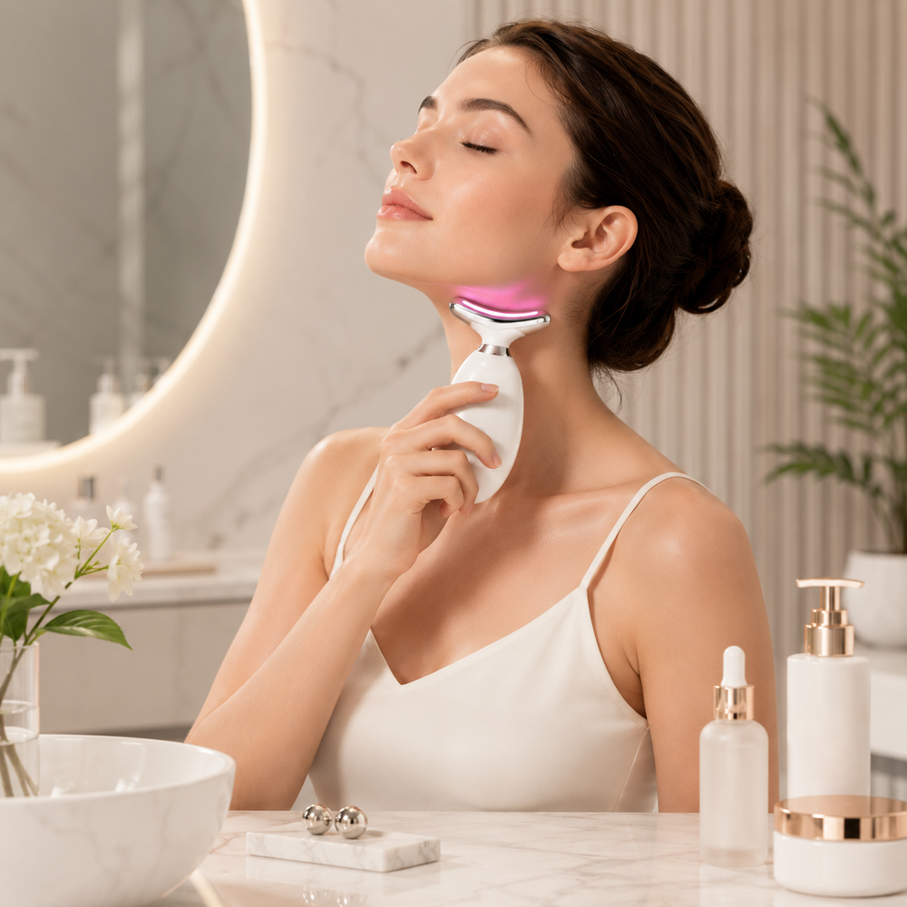 EMS Microcurrent Neck Massager with Heat – Skin Firming & Lifting Beauty Device